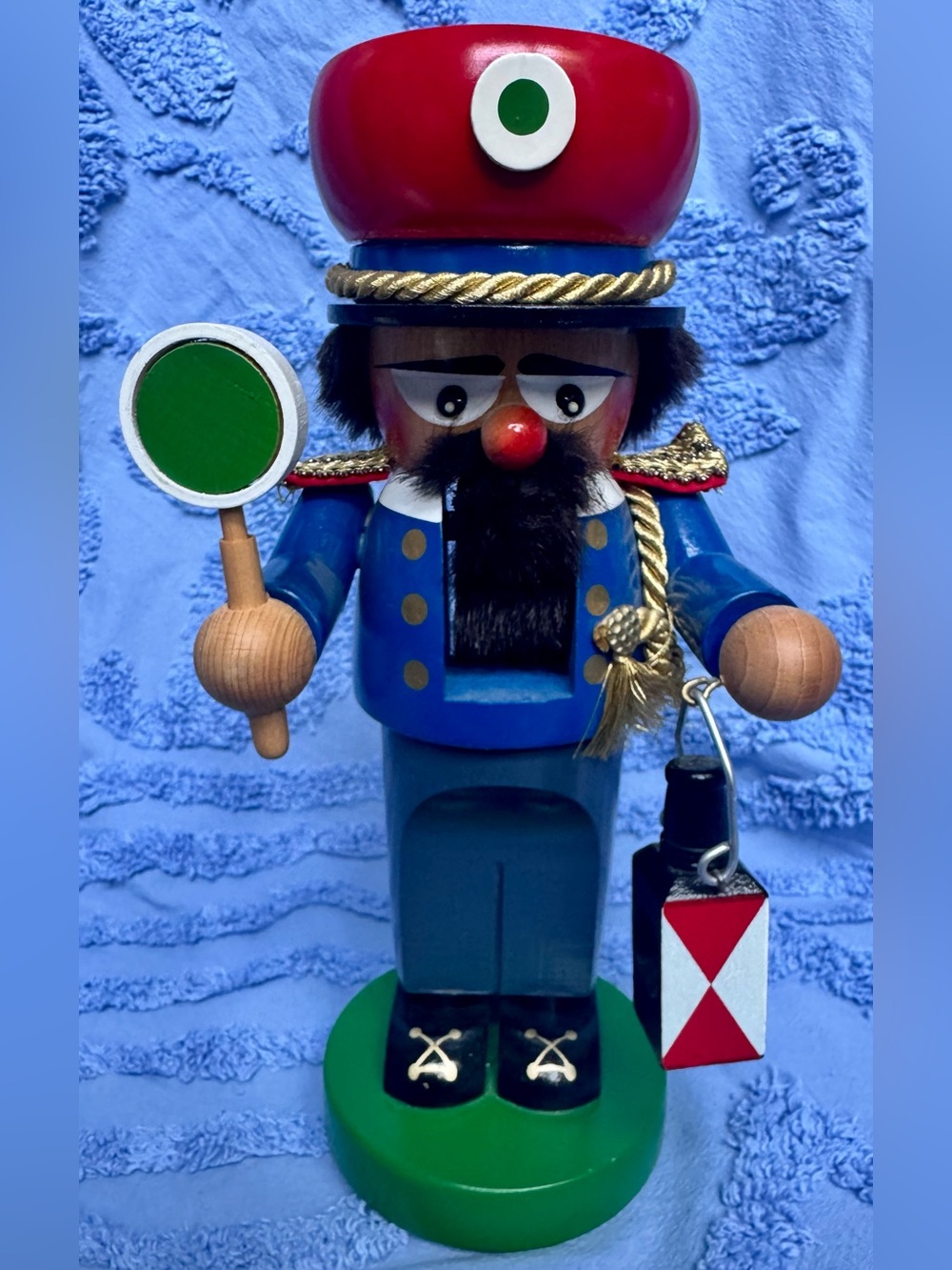 ORIGINAL STEINBACK VOLKSKUNST WOOD NUTCRACKER TRAIN SIGNAL MAN 11” GERMANY